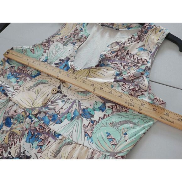 Women's Floral V-neck Button accent Midi Dress L - Picture 6 of 9